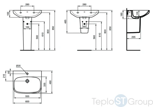 Раковина Ideal Standard IS i.life A 600 мм T470501 - купить с доставкой по России фото 3