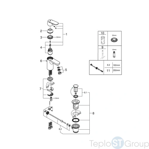 Смеситель для раковины Grohe Eurosmart Cosmopolitan 3282500E - купить с доставкой по России фото 4