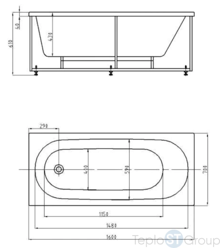 Акриловая ванна Aquatek Оберон 160x70 OBR160-0000020 с фронтальным экраном (слив слева, вклеенный каркас) - купить с доставкой по России фото 3