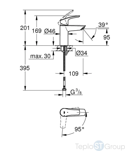 Смеситель для раковины Grohe Eurosmart 32154003 S-Size - купить оптом у дилера TeploSTGroup по всей России ✅ ☎ 8 (800) 600-96-13 фото 3