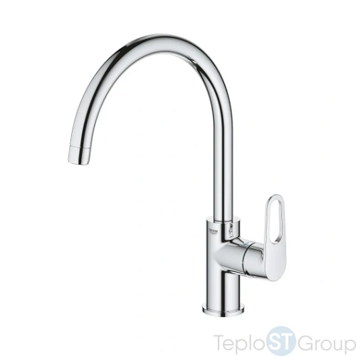 Смеситель для кухни GROHE BauFlow 31538001 с высоким C-образным изливом, хром - купить с доставкой по России фото 2