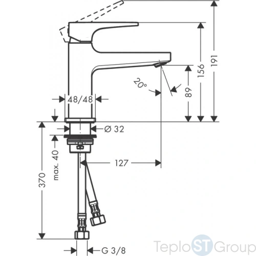 Смеситель для раковины Hansgrohe Metropol 32500990 со сливным клапаном Push-Open - купить с доставкой по России фото 2