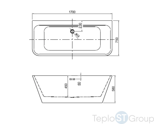 Акриловая ванна Aquatek Тера 170x78 см AQ-128778WT, отдельностоящая - купить оптом у дилера TeploSTGroup по всей России ✅ ☎ 8 (800) 600-96-13 фото 2