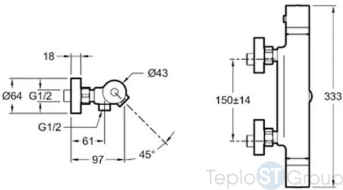 Смеситель для душа Jacob Delafon Rivoli E24325-CP - купить оптом у дилера TeploSTGroup по всей России ✅ ☎ 8 (800) 600-96-13 фото 2