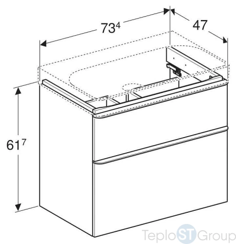 Тумба под раковину Geberit Smyle Square 73x61 500.353.JR.1 пекан - купить с доставкой по России фото 4