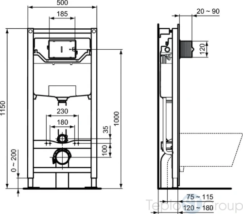 Инсталляция для унитаза Ideal Standard Prosys Frame 120 M R020467 - купить с доставкой по России фото 3