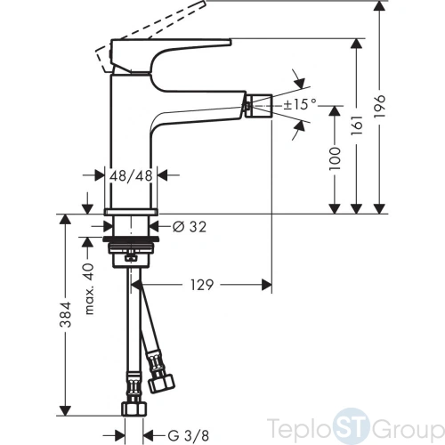 Смеситель для биде Hansgrohe Metropol 32520670 черный матовый - купить с доставкой по России фото 2