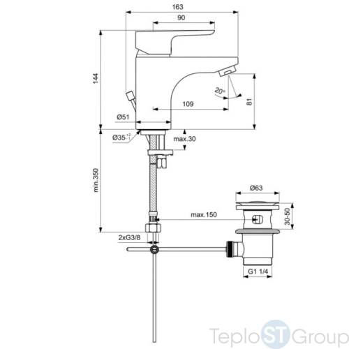 Смеситель для раковины Ideal Standard Ceraplan III B0700AA - купить оптом у дилера TeploSTGroup по всей России ✅ ☎ 8 (800) 600-96-13 фото 3