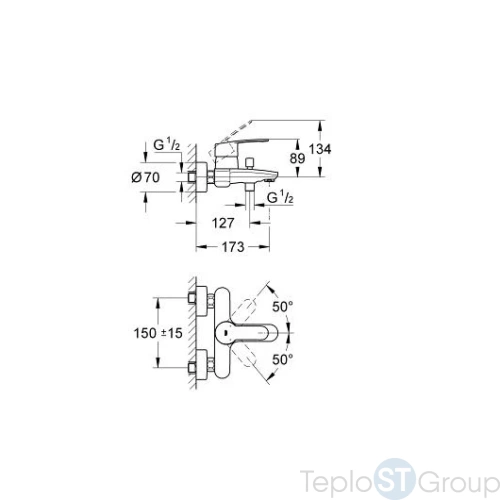 Смеситель для ванны Grohe Eurostyle Cosmopolitan 33591002 - купить оптом у дилера TeploSTGroup по всей России ✅ ☎ 8 (800) 600-96-13 фото 3