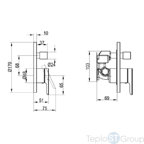 Смеситель для душа Villeroy & Boch O.Novo TVS10435300061 - купить оптом у дилера TeploSTGroup по всей России ✅ ☎ 8 (800) 600-96-13 фото 3