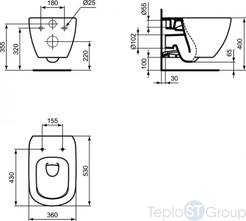 Комплект унитаз с инсталляцией Ideal Standard Tesi AquaBlade R029901 с кнопкой смыва, с крышкой-сиденьем - купить с доставкой по России фото 5