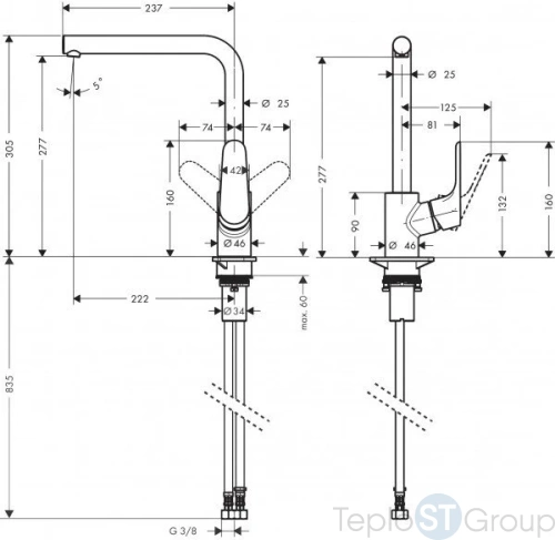 Смеситель для кухни Hansgrohe Focus 31817670 черный - купить с доставкой по России фото 3