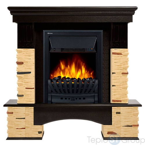 Портал Firelight Pietra Nuovo Classic камень сланец натуральный, шпон темный дуб - купить оптом с доставкой по России