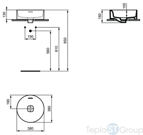 Раковина Ideal Standard Strada II T292901 38х38 см керамика - купить с доставкой по России фото 3