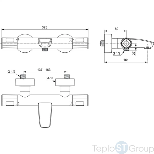 Набор смесителей для ванной и душа Ideal Standard Ceratherm T100 BC985AA с термостатом - купить с доставкой по России фото 5