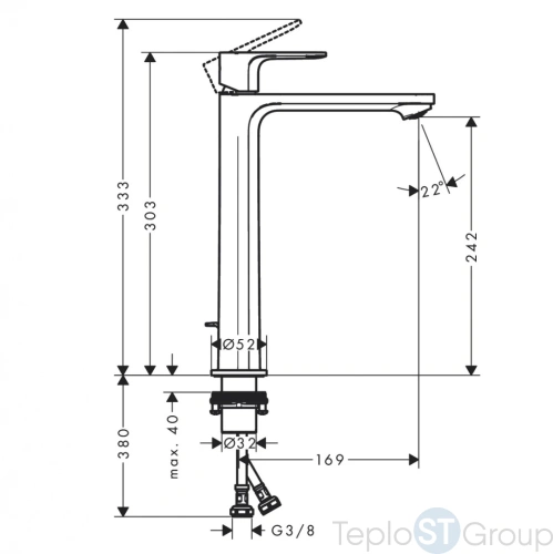 Смеситель для раковины Hansgrohe Rebris S 72580000 - купить с доставкой по России фото 3