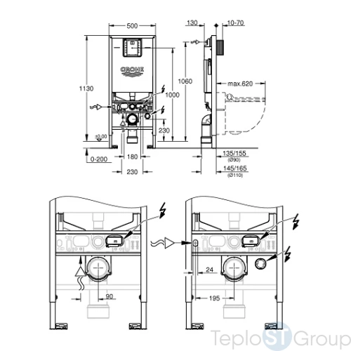 Инсталляция для подключения унитазов-биде Grohe Rapid SLX 39598000 для унитаза без клавиши - купить с доставкой по России фото 3