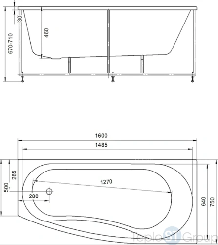 Акриловая ванна Aquatek Пандора 160x75 PAN160-0000039 правая, без гидромассажа, с фронтальным экраном - купить с доставкой по России фото 3