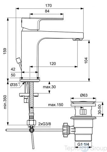 Смеситель для раковины Ideal Standard Cerafine D с пластиковым донным клапаном BC491AA - купить с доставкой по России фото 3