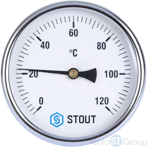 Stout SIM-0001 Термометр биметаллический с погружной гильзой. Корпус Dn 100 мм, гильза 100 мм 1/2", 0...120°С - купить с доставкой по России фото 2