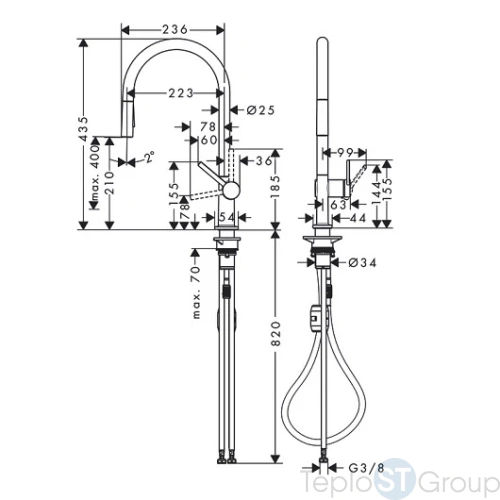 Смеситель для кухни с вытяжным душем Hansgrohe M54 Talis 210 72800000 - купить с доставкой по России фото 4