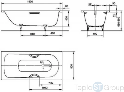 Стальная ванна Kaldewei Saniform Plus Star 180x80 easy-clean mod. 337 133700013001 (с отверстиями под ручки) - купить с доставкой по России фото 2