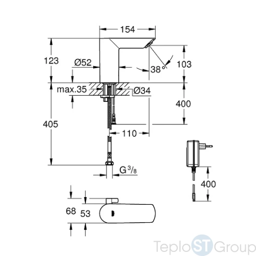 Смеситель для раковины Grohe Bau Cosmopolitan E 36453000 - купить с доставкой по России фото 3