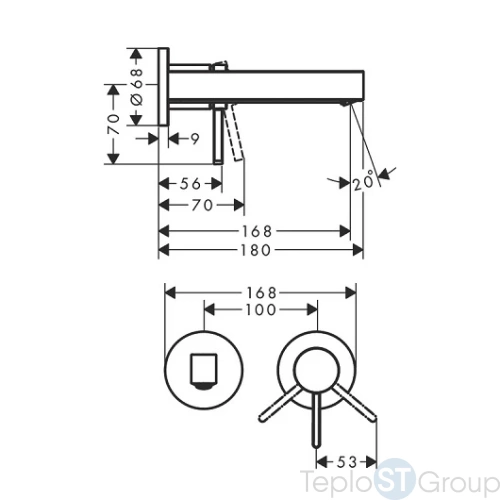 Настенный смеситель для раковины на 2 отверстия Hansgrohe Finoris 76051000 (внешняя часть) - купить с доставкой по России фото 3