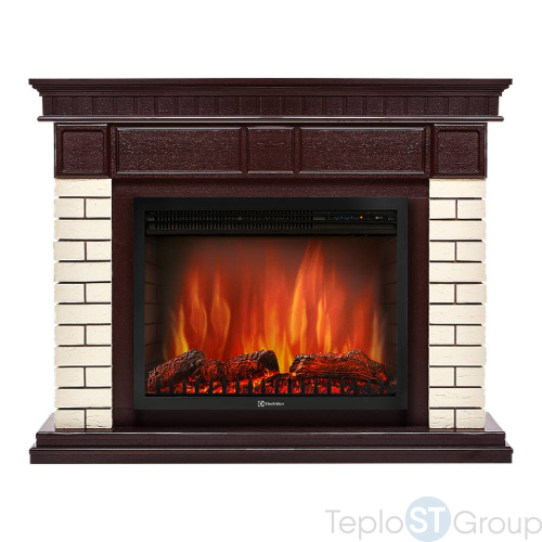 Портал Firelight Bricks 30 камень бежевый, шпон темный дуб - купить оптом с доставкой по России