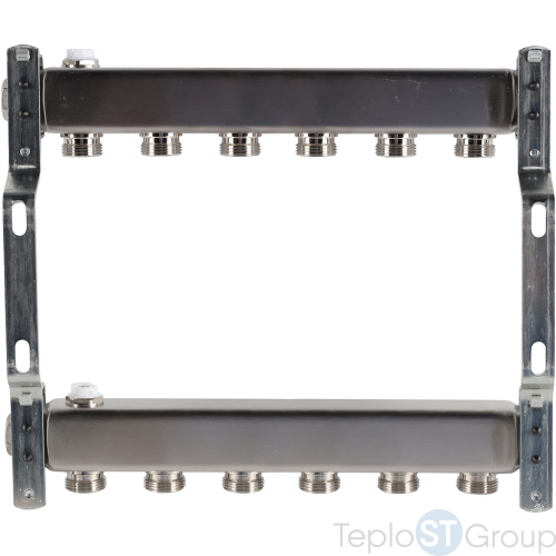 Rommer RMS-4401-000006 Rommer Коллектор из нержавеющей стали для радиаторной разводки 6 вых. - купить с доставкой по России фото 4