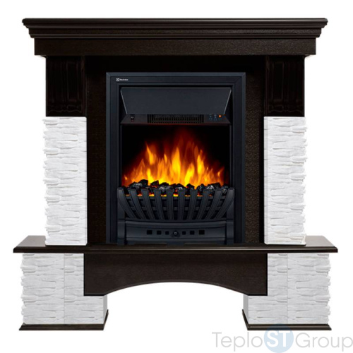 Портал Firelight Pietra Nuovo Classic камень сланец белый, шпон темный дуб - купить оптом с доставкой по России