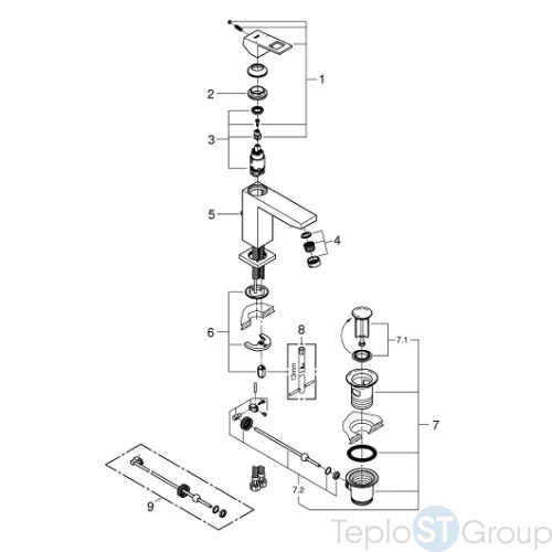 Смеситель для раковины Grohe Eurocube 23445000 - купить оптом у дилера TeploSTGroup по всей России ✅ ☎ 8 (800) 600-96-13 фото 4