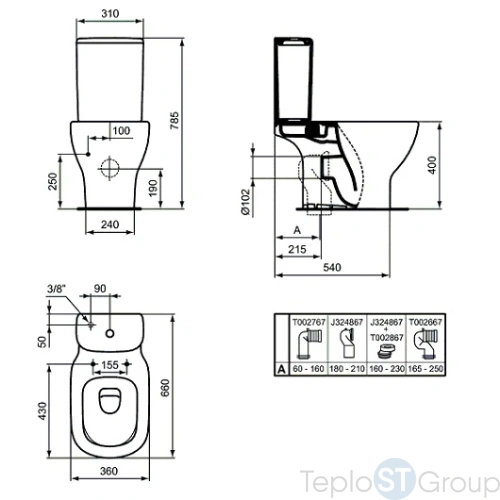 Унитаз напольный без бачка Ideal Standard Tesi T008201 - купить с доставкой по России фото 3