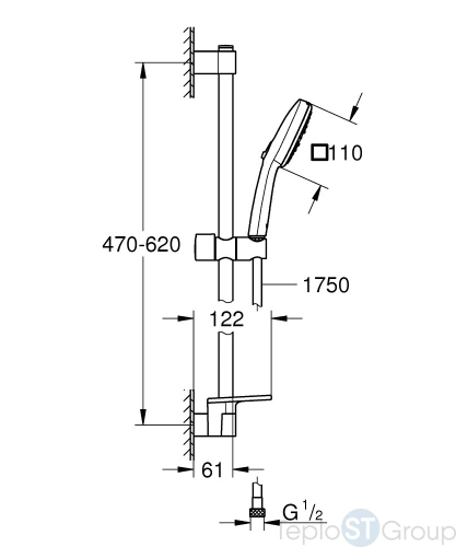 Душевой набор Grohe Tempesta Cube 110 27929003 хром - купить оптом у дилера TeploSTGroup по всей России ✅ ☎ 8 (800) 600-96-13 фото 3