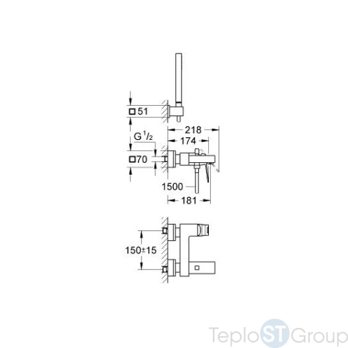 Смеситель для ванны с душем Grohe Eurocube 23141000 - купить оптом у дилера TeploSTGroup по всей России ✅ ☎ 8 (800) 600-96-13 фото 3