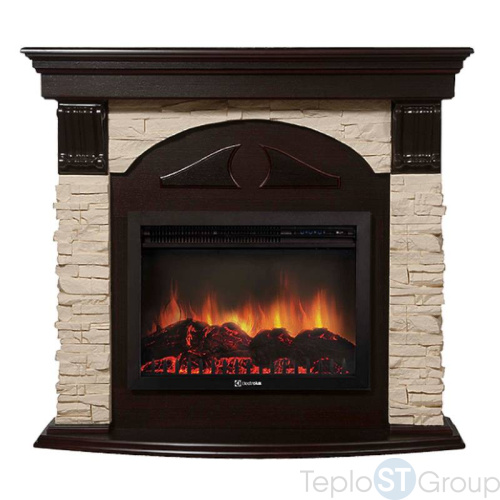 Портал Firelight Torre 30U (угловой) камень слоновая кость, шпон темный дуб - купить оптом с доставкой по России
