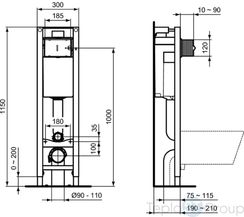 Инсталляция для унитаза Ideal Standard Prosys Eco Frame M E233267 без клавиши смыва - купить с доставкой по России фото 2