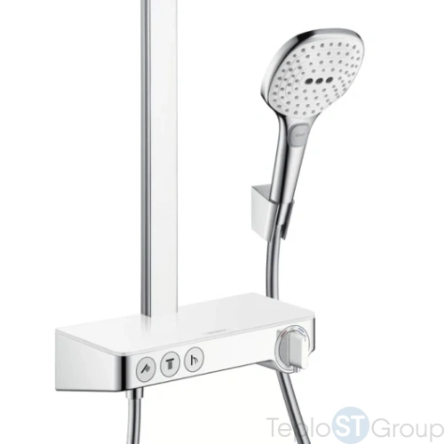 Душевая стойка Hansgrohe Raindance Select E 300 3jet 27127400 Showerpipe белый/хром - купить с доставкой по России фото 2