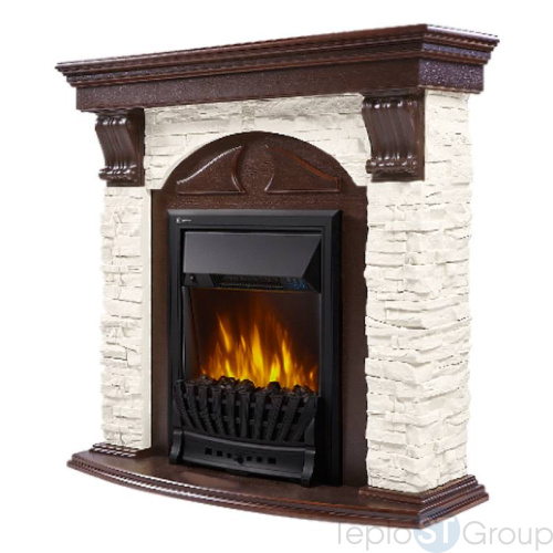 Портал Firelight Torre Classic U (угловой) камень слоновая кость, шпон темный дуб - купить оптом с доставкой по России фото 2