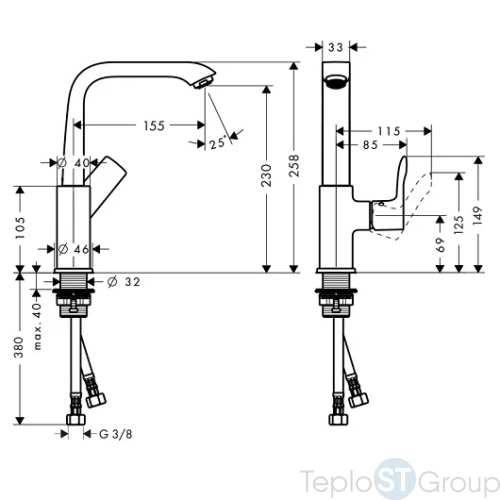 Смеситель для раковины Hansgrohe Metris 31187000 с поворотным изливом и сливным клапаном Push-Open - купить оптом у дилера TeploSTGroup по всей России ✅ ☎ 8 (800) 600-96-13 фото 3