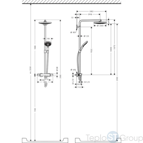 Душевая стойка Hansgrohe Raindance Select 27129400 хром - купить оптом у дилера TeploSTGroup по всей России ✅ ☎ 8 (800) 600-96-13 фото 4