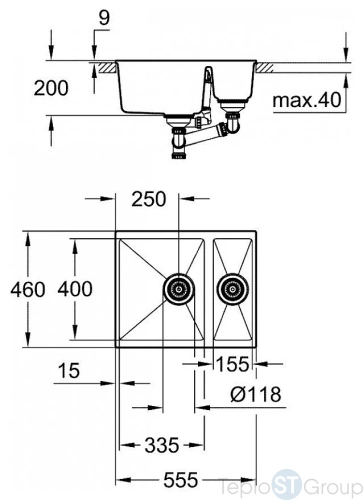 Кухонная мойка Grohe K500 31648AP0 черный гранит - купить с доставкой по России фото 3