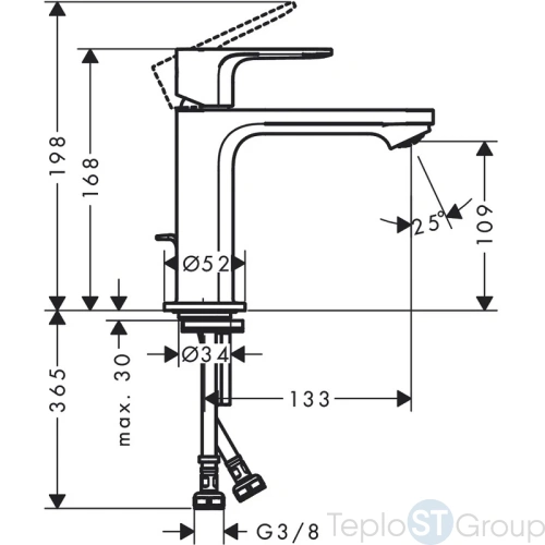 Смеситель для раковины Hansgrohe Rebris 72557670 - купить с доставкой по России фото 3