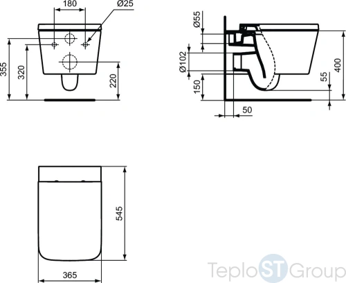 Чаша для унитаза подвесного Ideal Standard Blend Cube T368601 - купить с доставкой по России фото 3