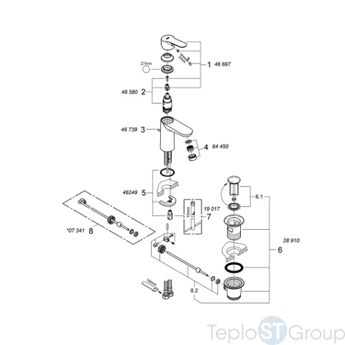 Смеситель для раковины Grohe BauEdge 23328000 - купить оптом у дилера TeploSTGroup по всей России ✅ ☎ 8 (800) 600-96-13 фото 4