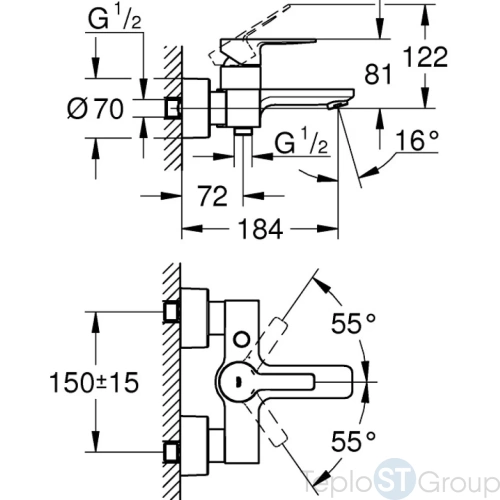 Смеситель однорычажный для ванны GROHE Lineare 33849001 хром - купить с доставкой по России фото 2