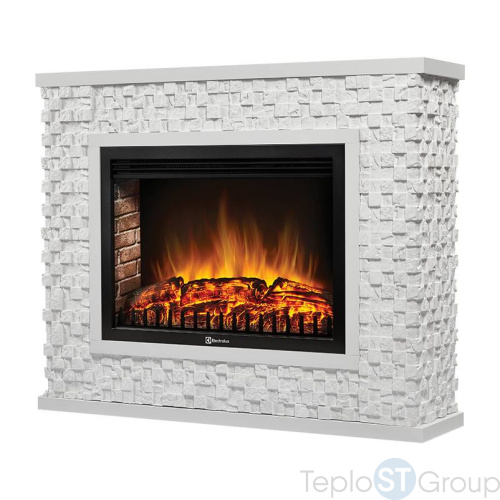 Каминокомплект:Очаг Electrolux EFP/P-3020LS с порталом Quadro 30 камень песчаник античный бел - купить оптом с доставкой по России фото 2