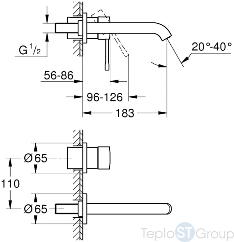 Смеситель для раковины GROHE Essence+ 19408GN1 настенный, холодный рассвет, матовый - купить с доставкой по России фото 2