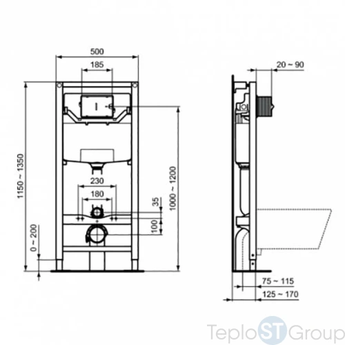 Комплект унитаза с инсталляцией с сиденьем Микролифт и клавишей смыва Ideal Standard Tesi PR386801 хром - купить с доставкой по России фото 7