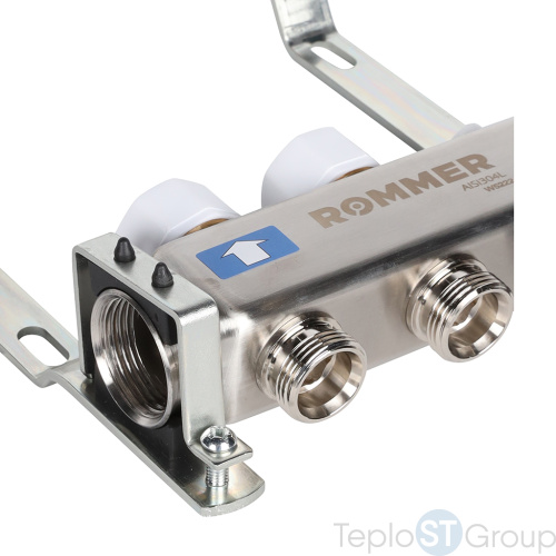 Rommer RMS-3201-000002 Rommer Коллектор из нержавеющей стали без расходомеров, с клапаном вып. воздуха и сливом 2 вых. - купить оптом с доставкой по России фото 5